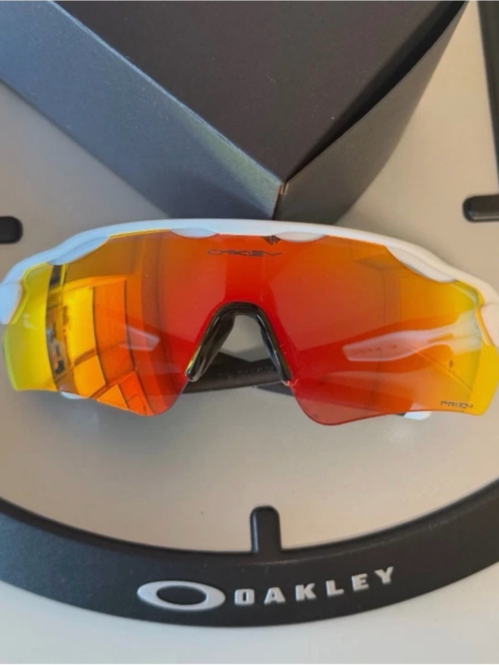 Oakley EVZero Sunglasses - White Frame with Red/Yellow Prizm Lens